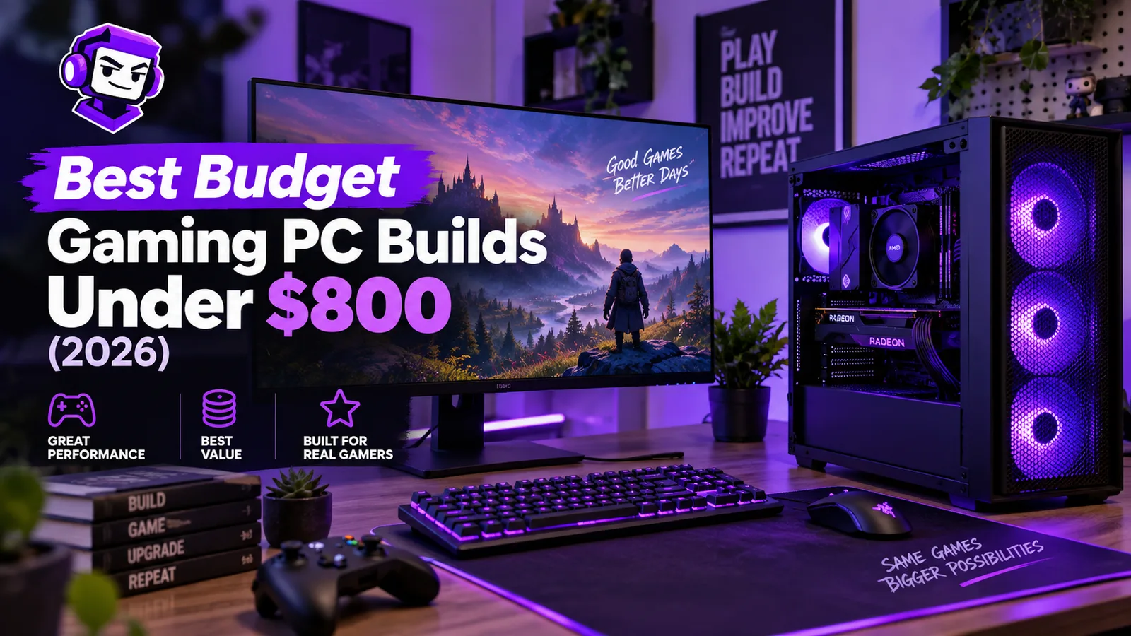 Budget gaming PC build on a desk